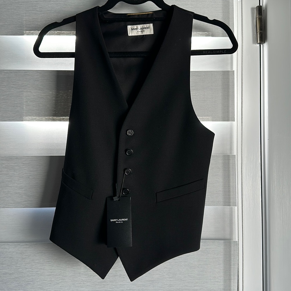 Saint Laurent grain de poudre wool vest, black 36